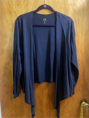 Belle by Kim Gravel Navy Open-Front Draped Bolero Tie Cardigan